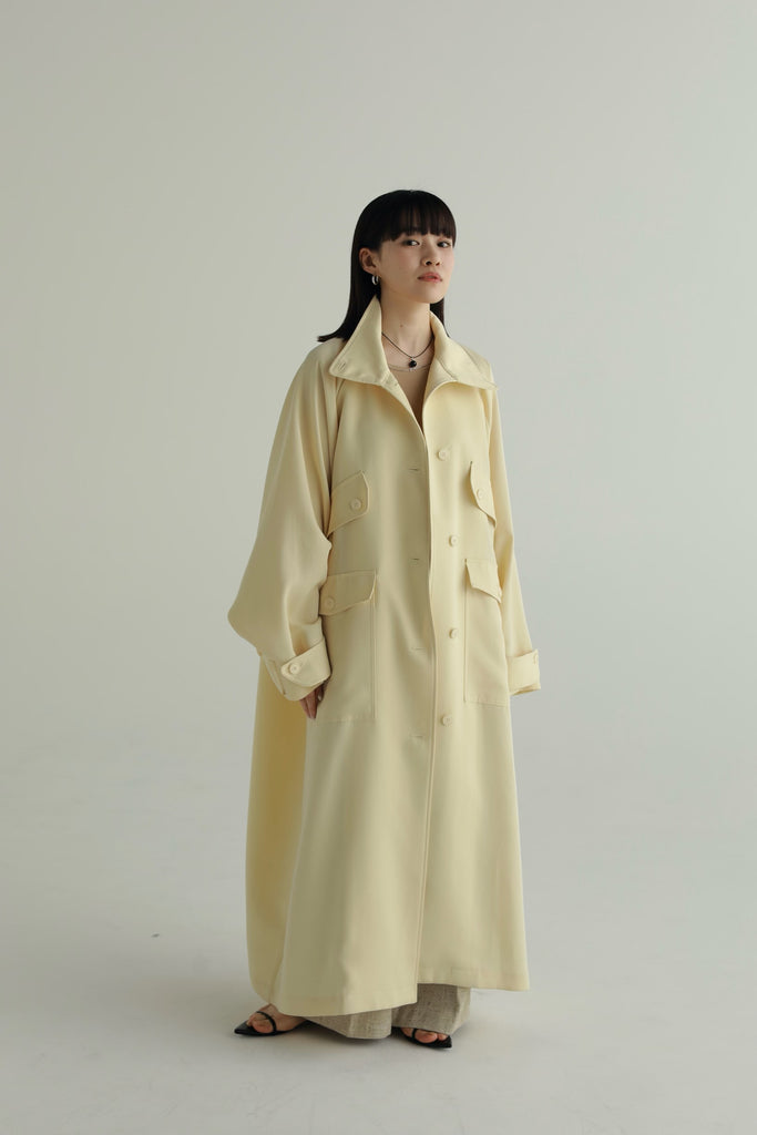 louren stand collar over coat - ロングコート