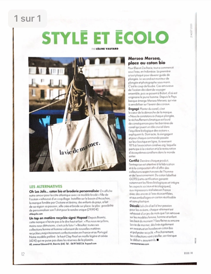 article de presse magazine Elle Aquitaine Mersea Mersea