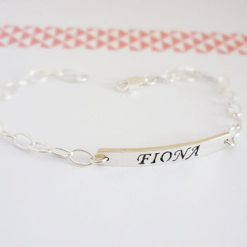 custom silver name bracelets