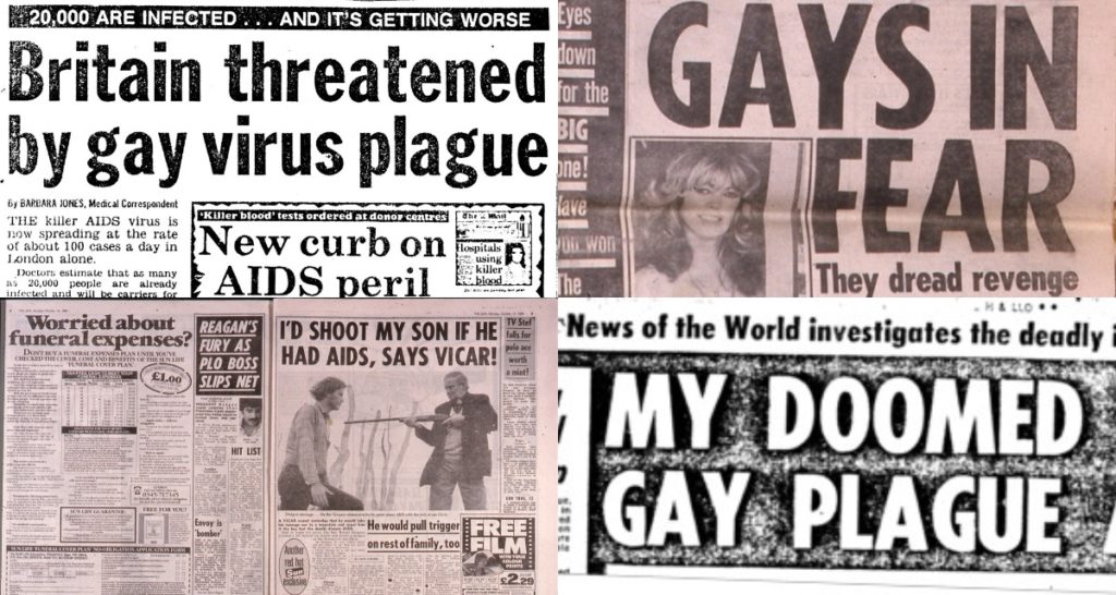 Headlines from newspapers during the time of HIV/AIDS crisis