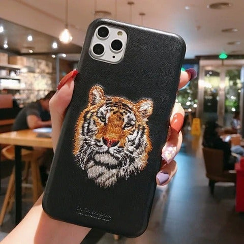 Santa Barbara Tiger Back Case Cover for Apple iPhone -Black (GET FREE KN95 MASK ON YOUR PURCHASE)