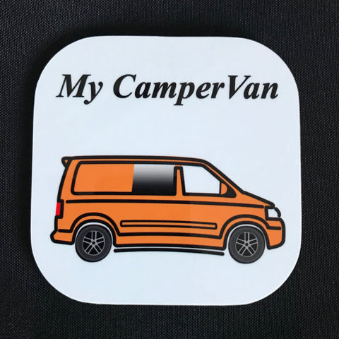 MyCamperVan T5 coaster with orange kombi design
