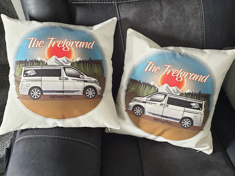 MyCamperVan personalised cushion cover design of Nissan Elgrand camper
