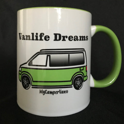 MyCamperVan T5 camper ceramic mug in green and white