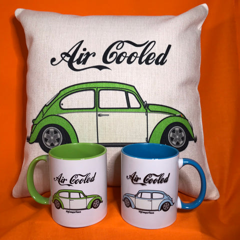 Custom beetle mugs and cushion covers air cooled
