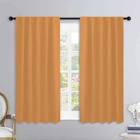 Lushomes curtains 5 feet long set of 2, Cotton Curtains, Door Curtains, curtain 5 feet, Cotton Yellow Rod Pocket Curtain and Drapes for Door Size: 137X153 cm,Pack of: 2 (54x60 Inches, Set of 2)
