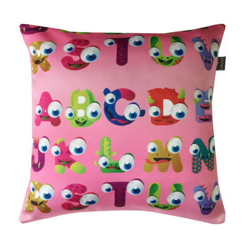 Lushomes Kids Alphabets 2 Digital Printed Cushion Cover with top white invisible zipper (16 x 16‰۝, Single Pc) - Lushomes