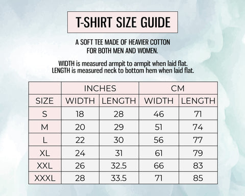 T-Shirt size guide | Boss Up Cosmetics