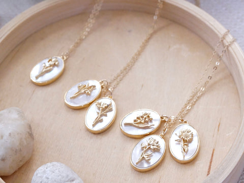 Custom Birth Flower Necklace by YSM Designs