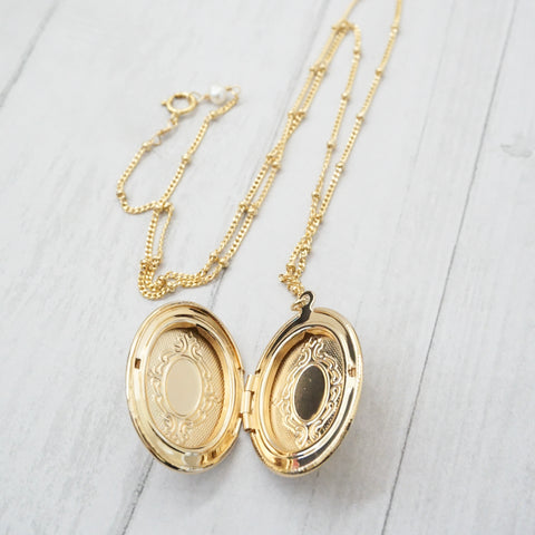 Gold Oval Locket Necklace