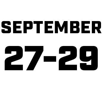 Black text stating 'SEPTEMBER 27-29' on a white background.