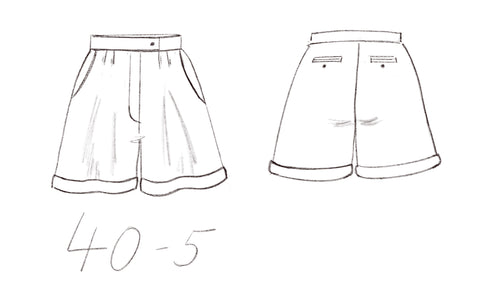 40-5 Linen pleat shorts with belt loops - technical drawing - sisterMAG sewing pattern