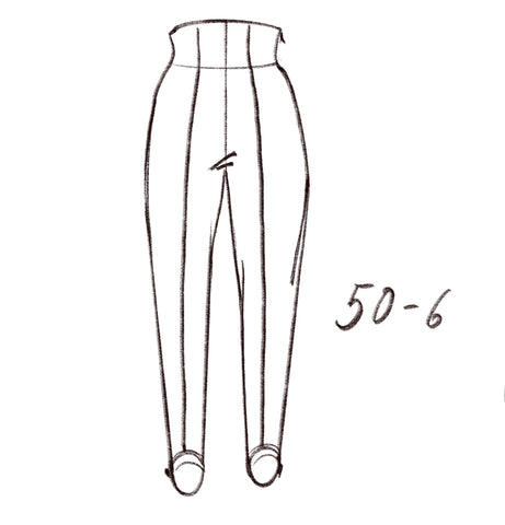 50-6 Stirrup trousers with elastic foot loops - technical drawing / sisterMAG Patterns