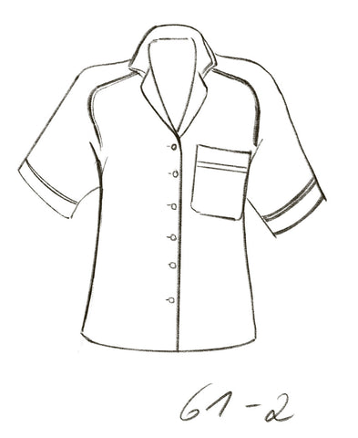 Technical drawing of DIY pattern for Raglan blouse with piping