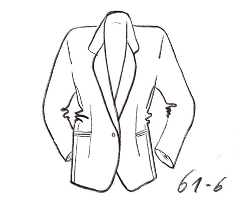 Technical drawing of oversized blazer with long lapel