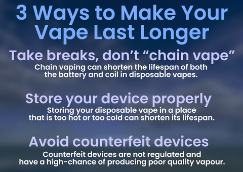 graphic showing 3 ways that disposable vapes can be made to last longer