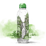 Sketch of a water-bottle, representing CBD and hydration