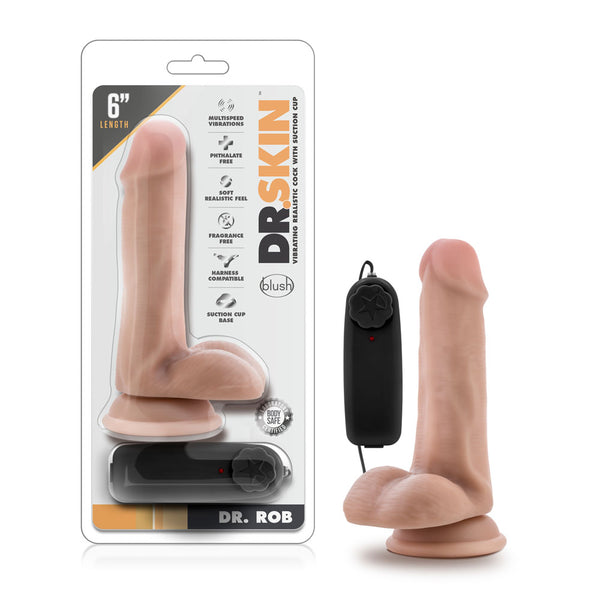 Dr. Skin - Dr. Rob - 6 Inch Vibrating Cock With  Suction Cup - Vanilla - RealisticDildos.com