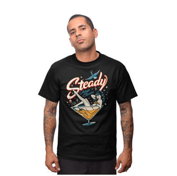 Steady Clothing Martini Girl Pinup Men's Graphic T-Shirt Black