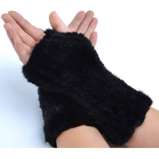 real fur fingerless gloves