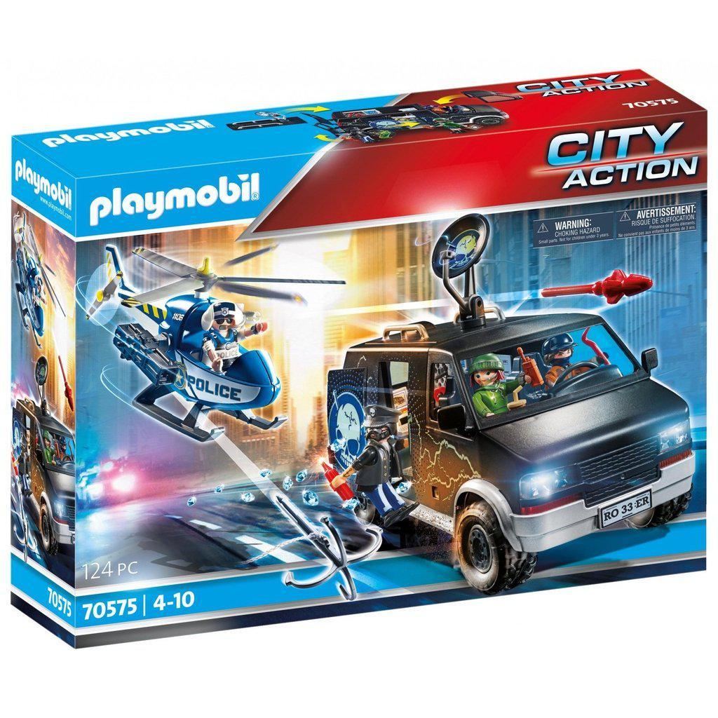 Playmobil City Action Helicopter Pursuit with Runaway Van - 70575 The Red Balloon Toy Store