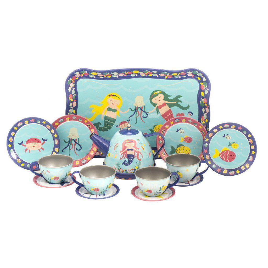 mermaid tin tea set