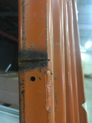 Pallet rack beam with a cut
