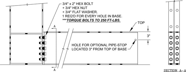 installing cantilever rack base to column