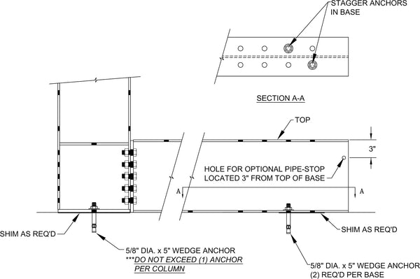 Structural Cantilever Rack Pipe Stop 12 High - Rack Store