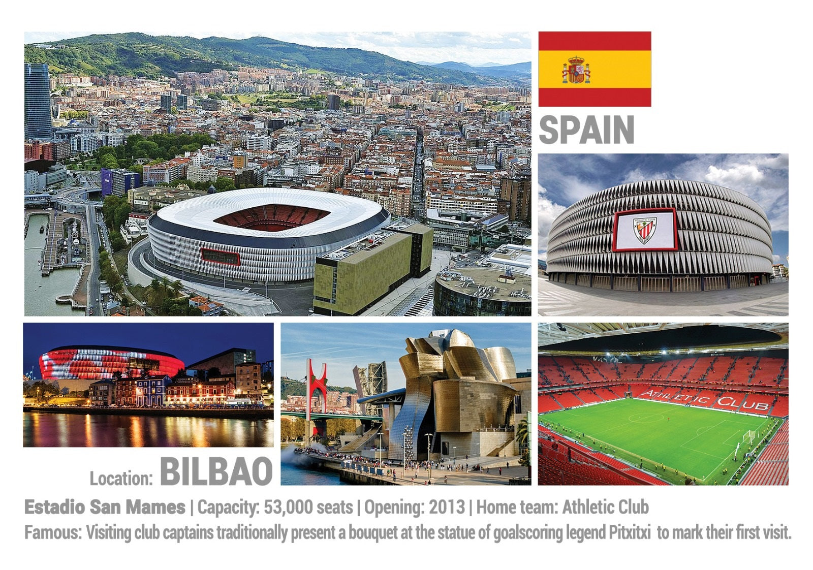 Photo 5 X European Football Stadiums Bilbao Spain Postcards Market