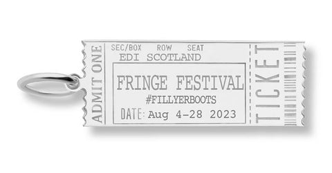 silver event ticket charm, Fringe Festival Scotland Summer Event