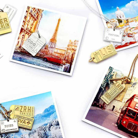 European charms, luggage tags, passport stamp charms summer travel charms