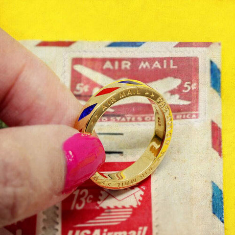 Gold air mail ring