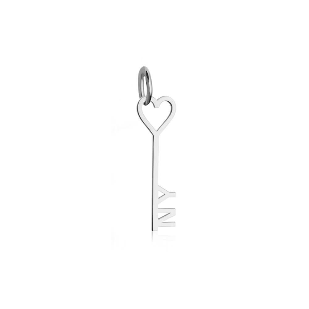 New York Key Heart Charm, Silver Mini - JET SET CANDY product image