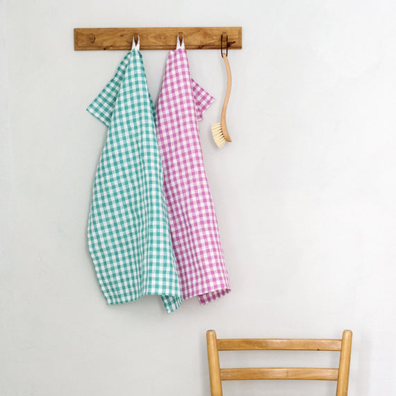 Fog Linen Tea Towel - Ivory with Navy Check