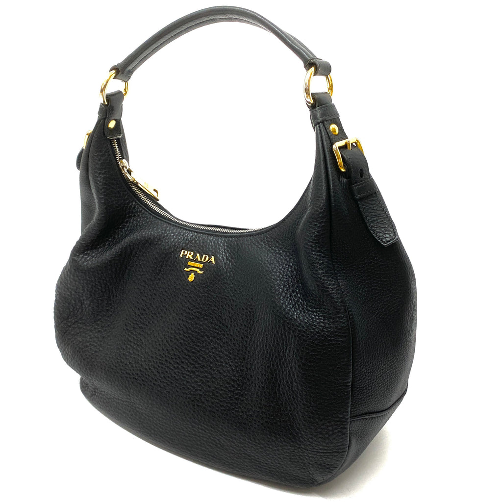 Prada black leather hobo bag – Luxford