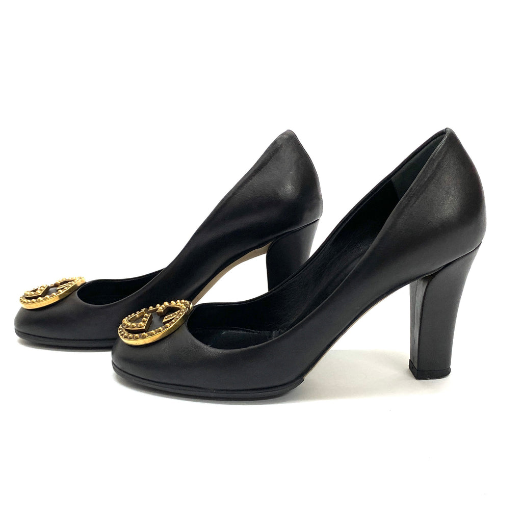 Gucci GG logo black leather heels – Luxford