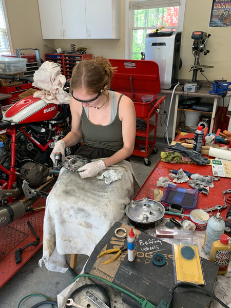 Lloyd Brother's Honda CB350 working on parts