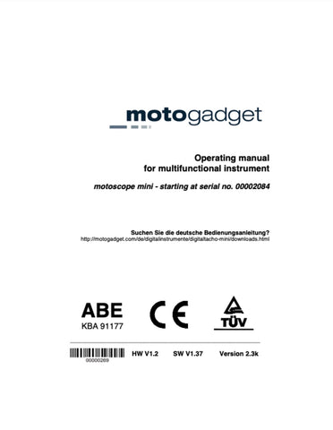 Motogadget Motoscope Mini, MSM Installation Manual