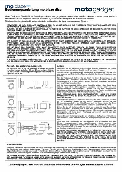 Motogadget m.Blaze, mo.Blaze Disc Installation Manual