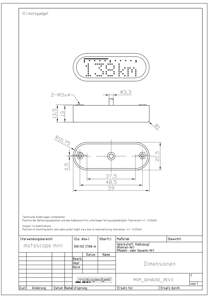 motoscope mini dimension