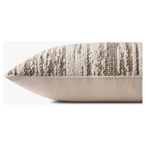 13 x 35 Dark Taupe/Ivory Textured Pillow - Mix Home Mercantile