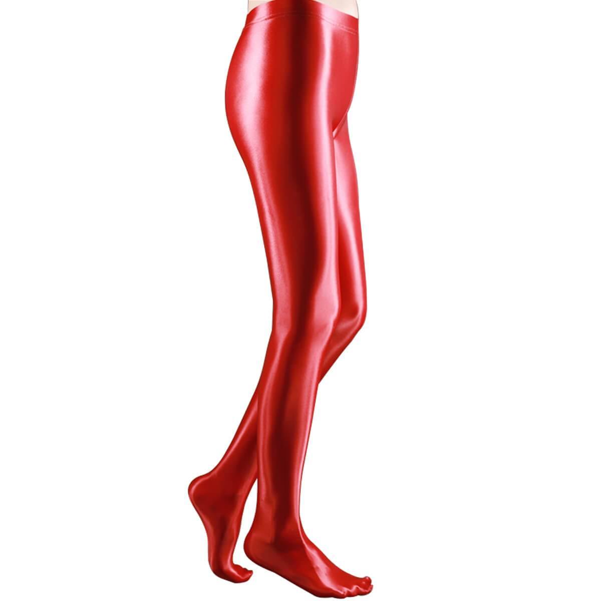 Women Satin High Glossy Silky Pantyhose Shiny Footed Leggings Tights ...