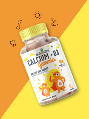 Nutrazee Calcium Vitamin D3 gummies for kids bones and teeth India