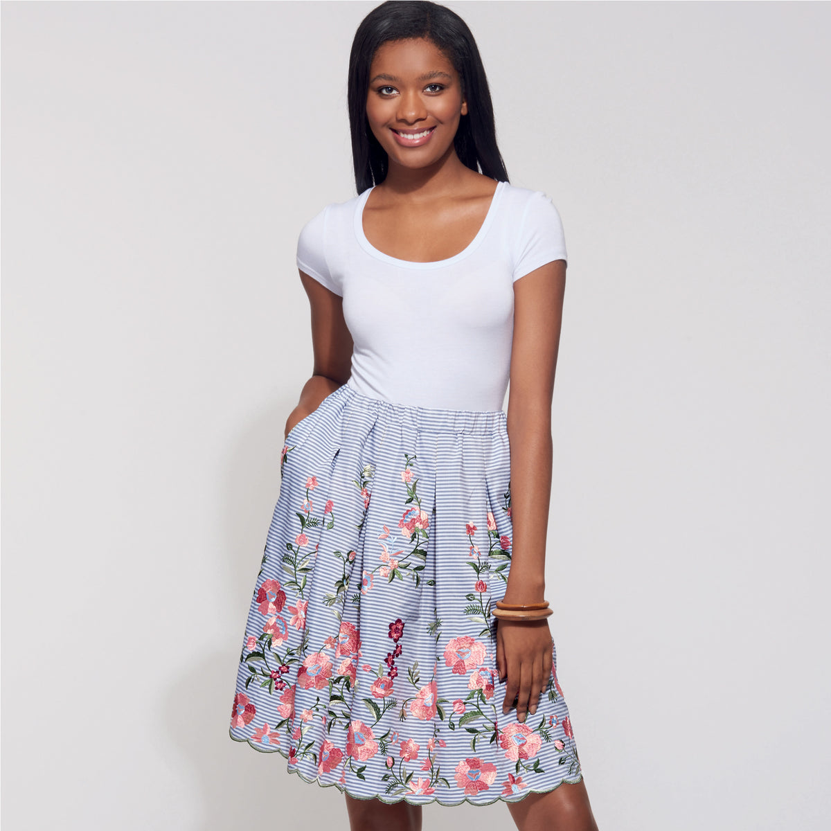 6605 New Look Sewing Pattern N6605 Misses' Skirt with Neck Tie