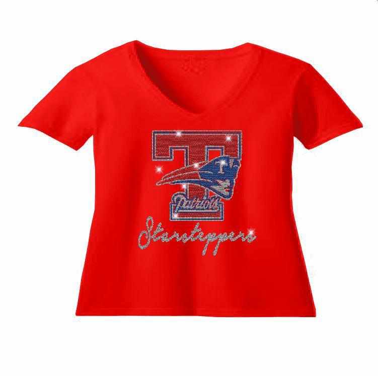 Becky's Boutique Twirling Is My Sport Spangle Rhinestone Bling Shirt - Available in Adult, Youth, Short, Long Sleeve, Tank or Hoodie Sweatshirt Ladies V-Neck Short
