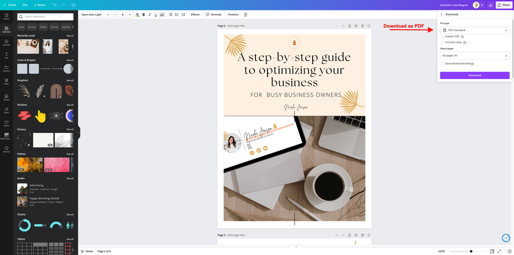 how to download a pdf from canva