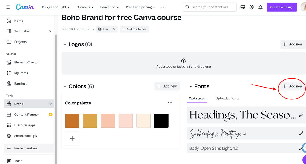 add fonts to your brand kit in canva