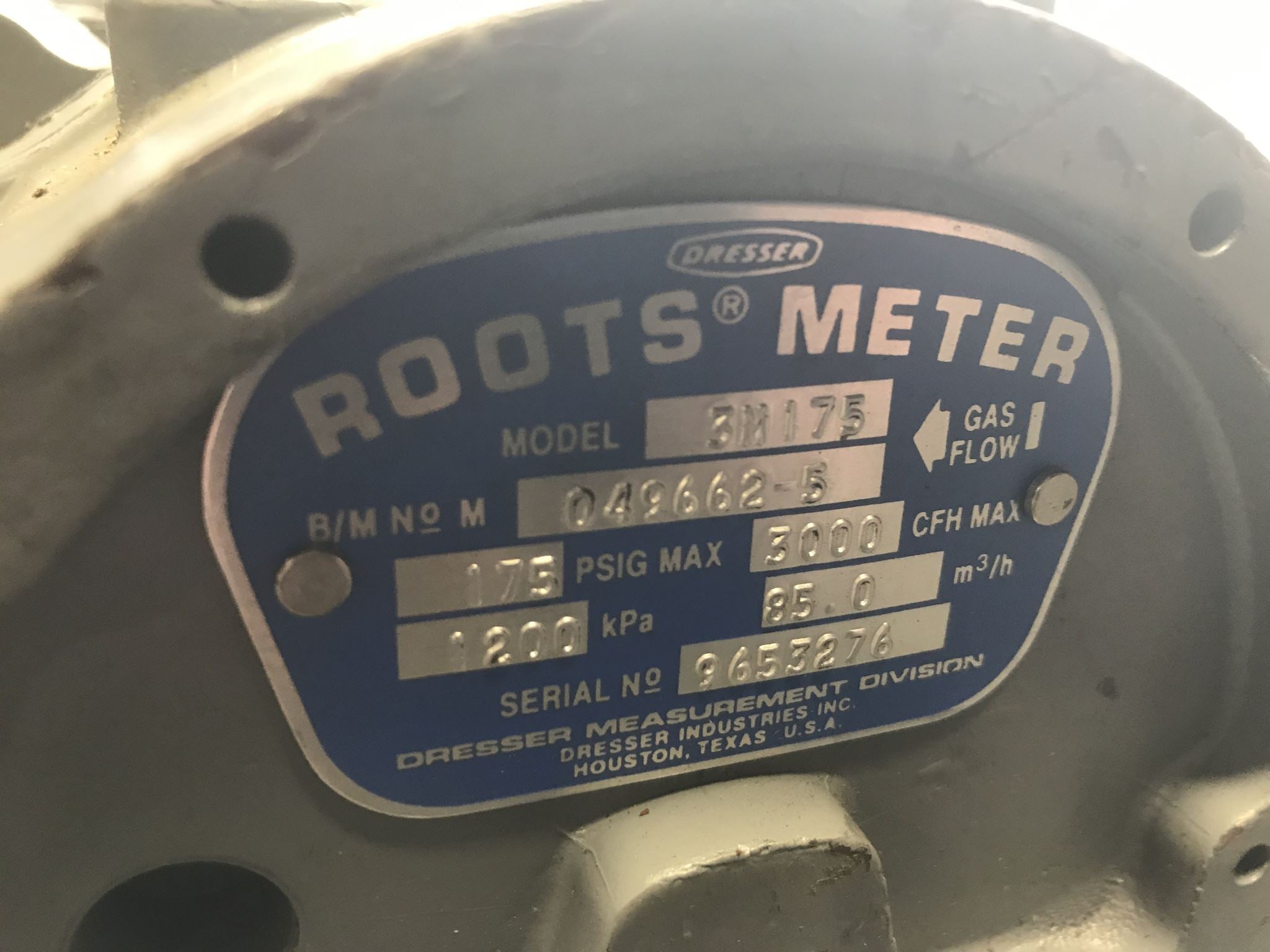 Dresser Roots Meter 3m175 049662 5 Hydraulic Junkyard