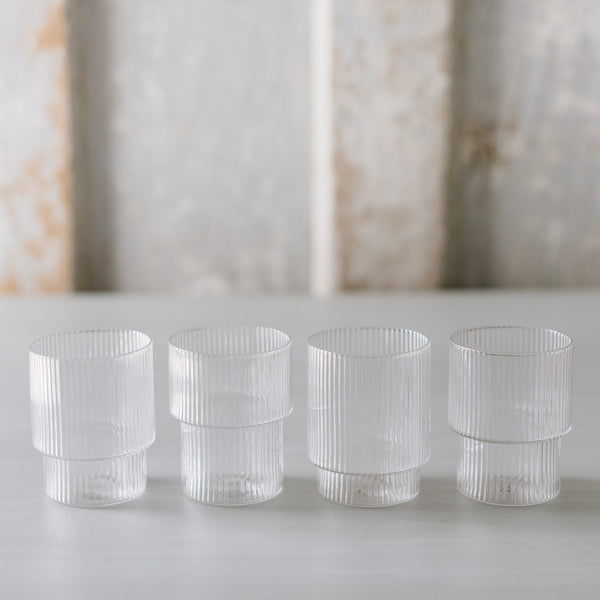 Ripple Tall Glass, Set of Four, Smoke